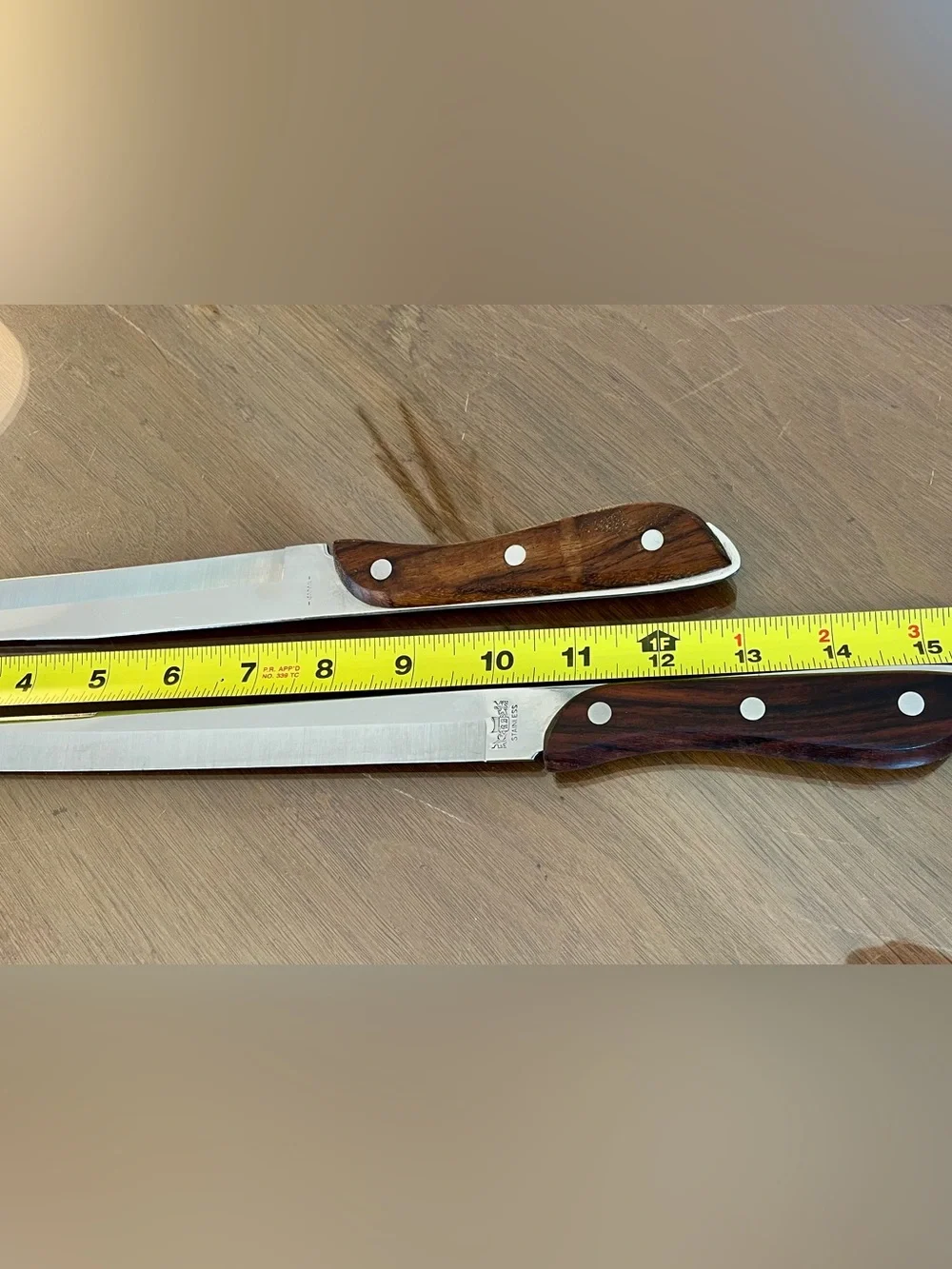 Vintage RS Carving Knife Set Stainless Steel Japan 8” & 10.5” Mid Century Knives